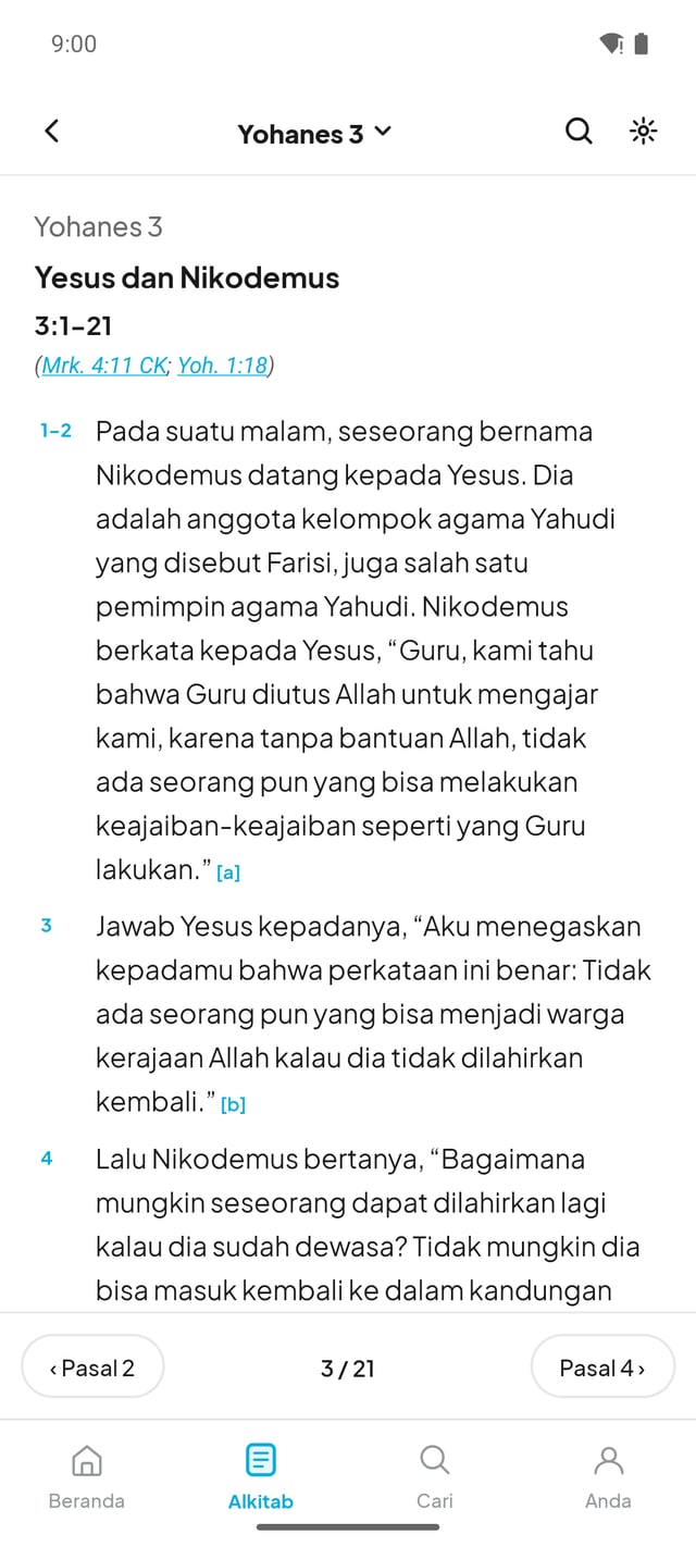 Preview of the Alkitab Indonesia reader screen