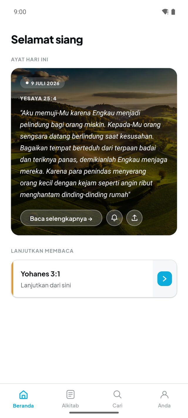 Preview of the Alkitab Indonesia home screen